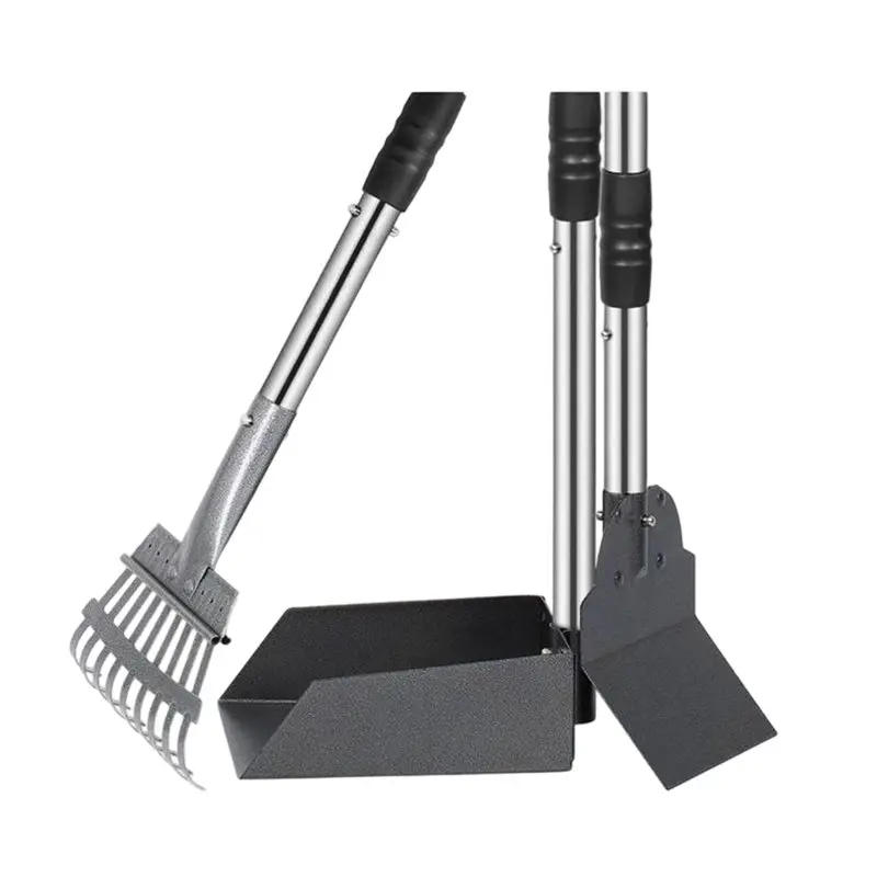 llcs-dog-pooper-scooper-set-con-vassoio-e-rastrello-per-la-raccolta-delle-deiezioni-canine-paletta-per-la-rimozione-dei-rifiuti-degli-animali-domestici-con-manico-lungo-regolabile-in-acciaio-inossidabile