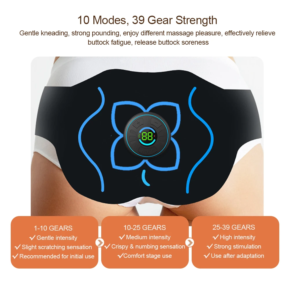 

Hip Trainer Buttock Muscle Stimulator with Remote Control 10 Modes 39 Training Fitness Fitness Massager Slimming