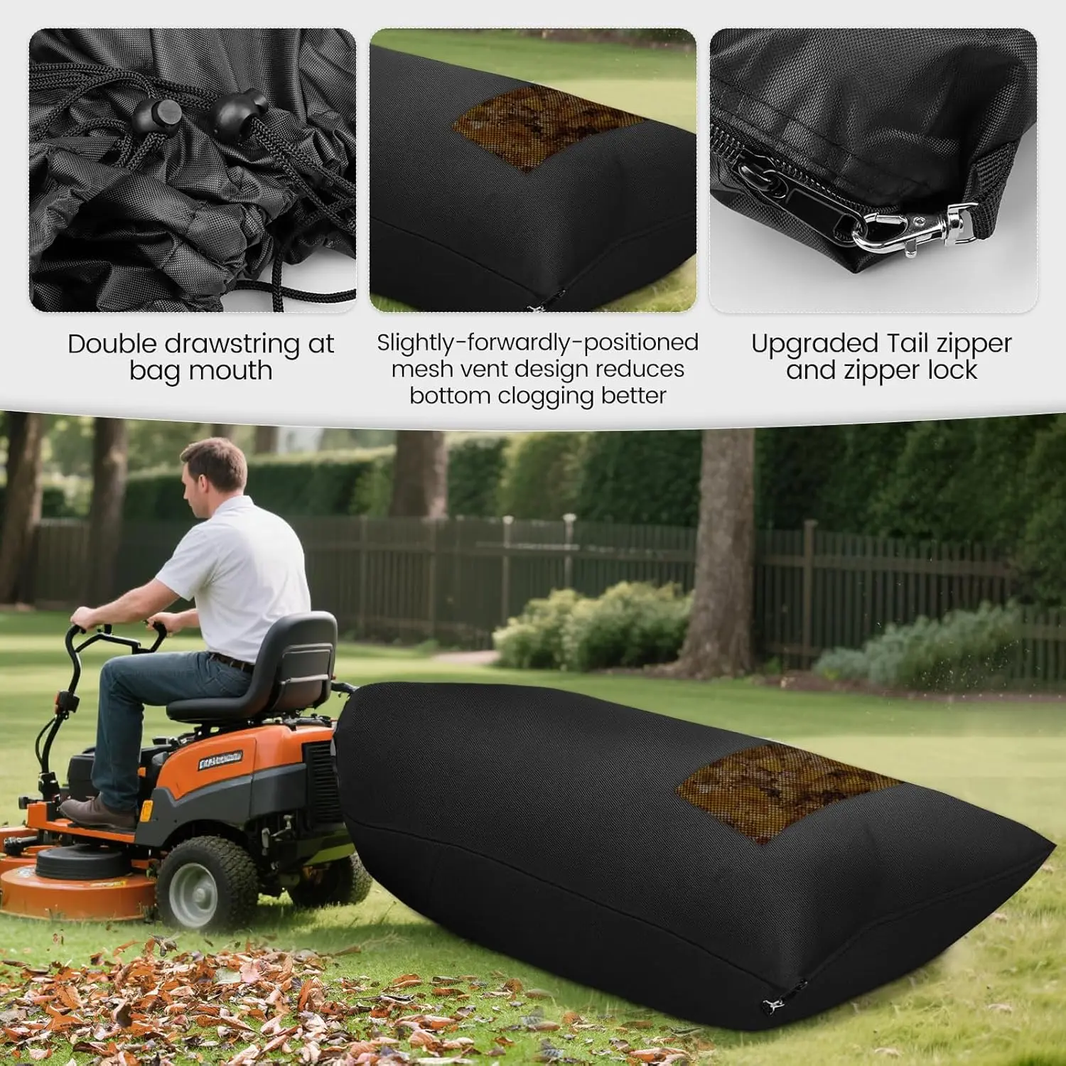 High Quality Heavy Duty Oxford Cloth Reusable Lawn Tractor Leaf Bag 54 Cubic Feet Capacity Material Collection Systems Leaf Bag