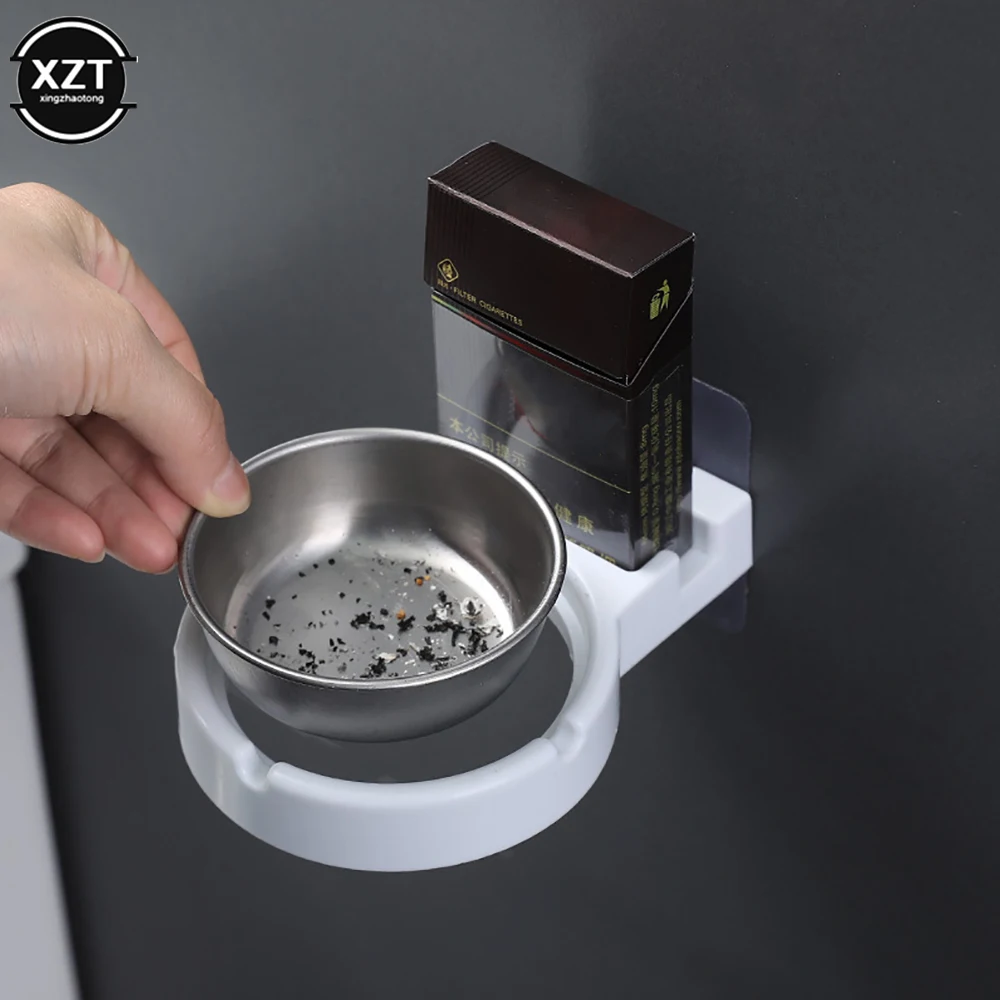 Stylish Wall-mounted Stainless Steel Ashtray for Home or Office Use