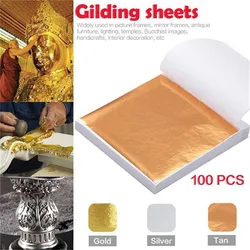 100pcs Golden Leaf Sheets High-Quality Imitation Golden Foil for Crafts, Home Decor, Painting, Furniture, and Nail Art