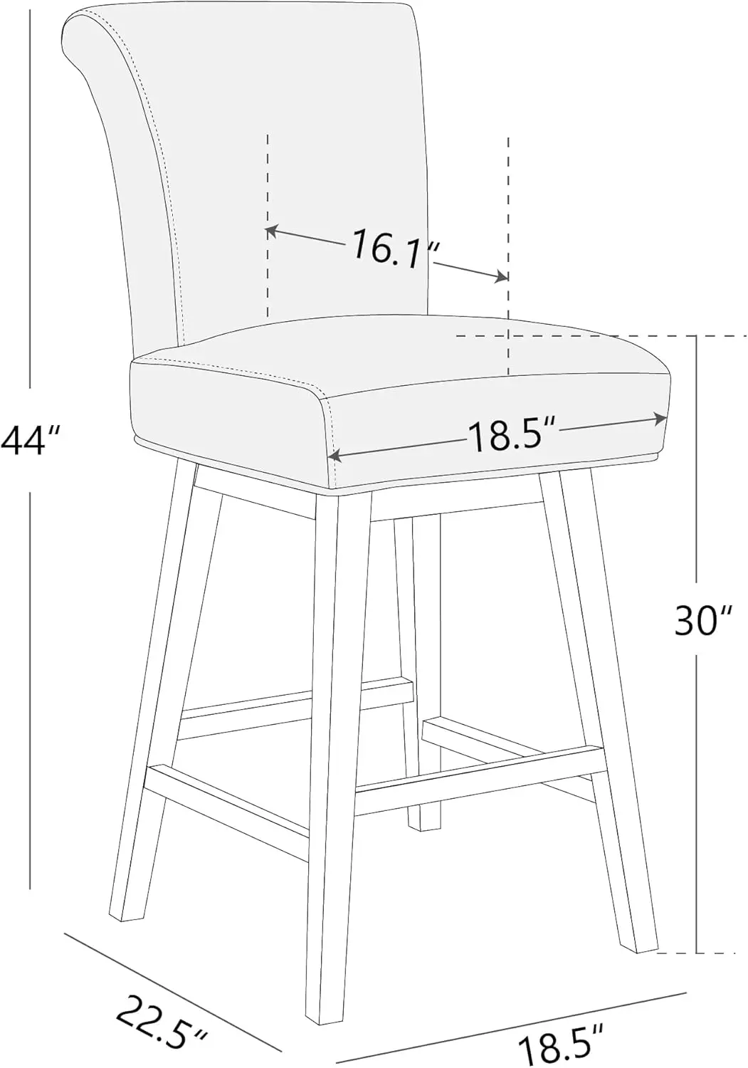 Chita 30 Zoll drehbare Barhocker mit Gegen höhe 2er-Set, fsc-zertifizierte moderne gepolsterte drehbare Barhocker aus Kunstleder