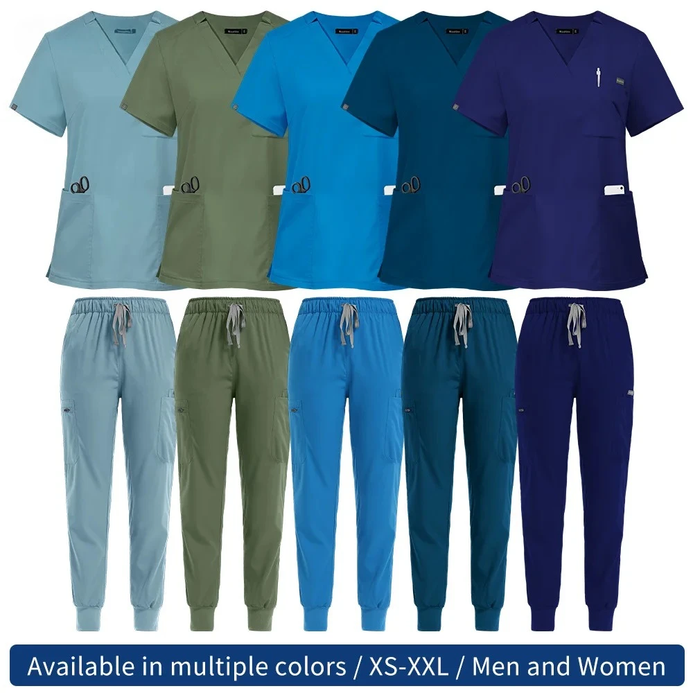 

Аксессуары для медсестер, медицинские хирургические халаты, набор, доктор, медсестра, специальные скрабы, униформа, однотонная рабочая одежда для стоматолога, женская и мужская одежда