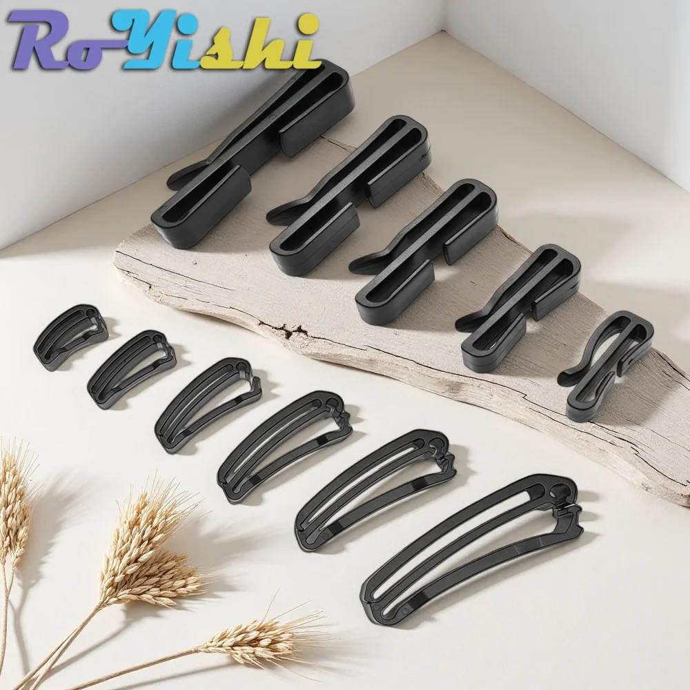 

10-100 Pcs/Pack Quick Slip Keeper Buckle End Clip Slider Black For Molle Tactical Backpack Adjusting Strap Webbing 15-50mm