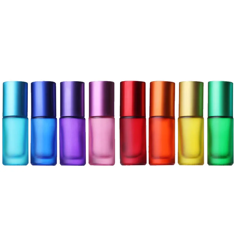 20/30/50Pcs 5ML Colorful Thick Glass Essential Oil Roller Bottles Portable Refillable Perfume Roll on Vials