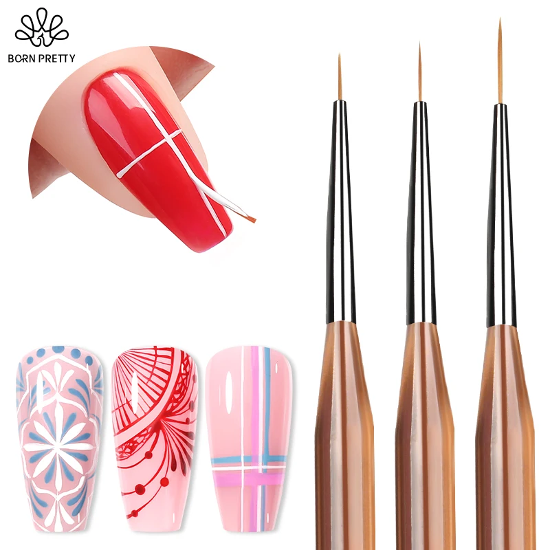 

BORN PRETTY 9 Sizes Nail Art Brush for Acrylic Power Extension UV Gel Paint Brush Pen Design French Nails Stripes Lines Tools