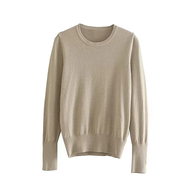 KEYANKETIAN Women's O-Necked Long Sleeves With Buttons Pullover Sweater Female Casual Solid High-Stretch Shirts Chic Ladies Top