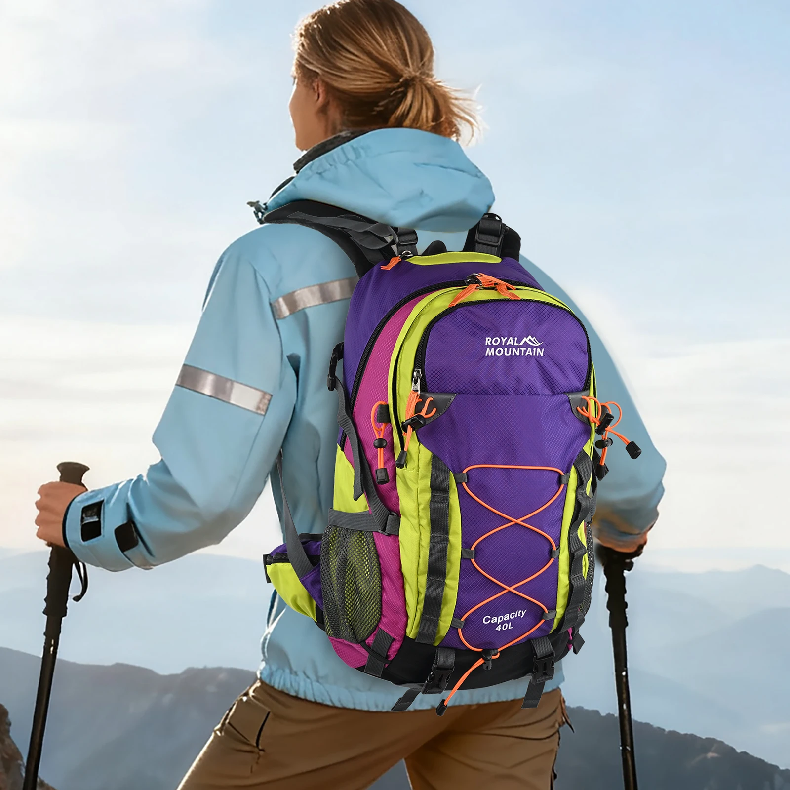 30L Wander- und Outdoor-Rucksack mit Regenschutz, wasserabweisendem Stoff, mehreren Fächern, geeignet für alle Geschlechter und jede Umgebung – Detail 1