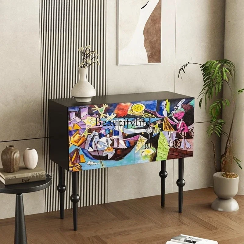 

FG10*French solid wood dining side against the wall integrated locker living room locker household