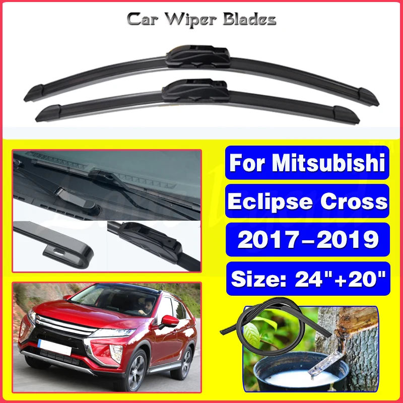 

Car Wiper Blade Blades For Mitsubishi Eclipse Cross 2017-2019 2018 24"+20" Windshield Windscreen Clean Naturl Rubber Cars Wipers