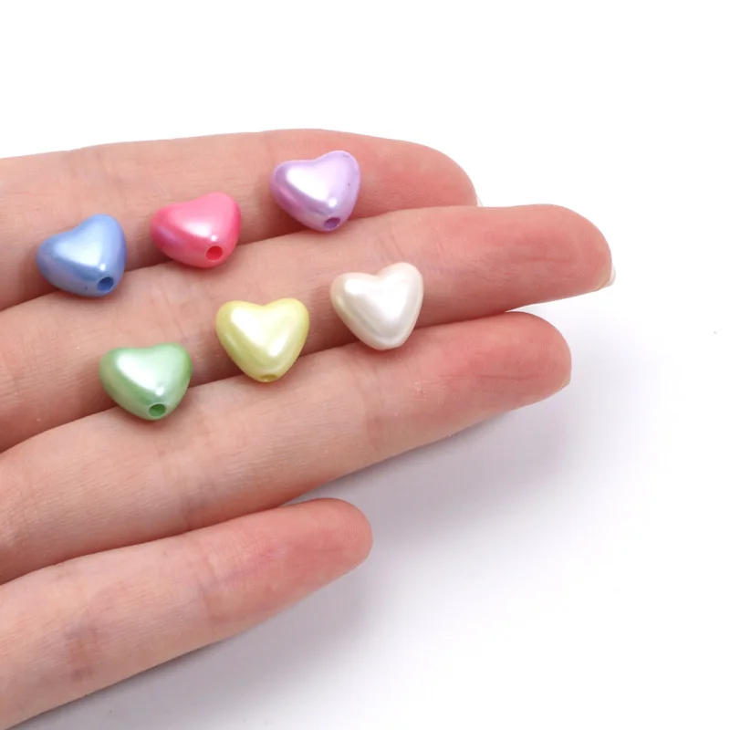 10x11MM Candy Colored Pearl Shaped Heart-shaped Bead Acrylic Material Loose Beads For Jewelry Making Handmade DIY Bracelets Gift