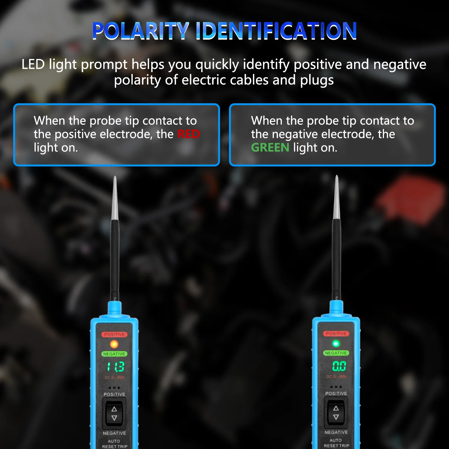 Car Circuit Tester, DC 6V-24V Voltage Tester, Car Current Tester with LCD Display, Polarity Tester with Indicator Light