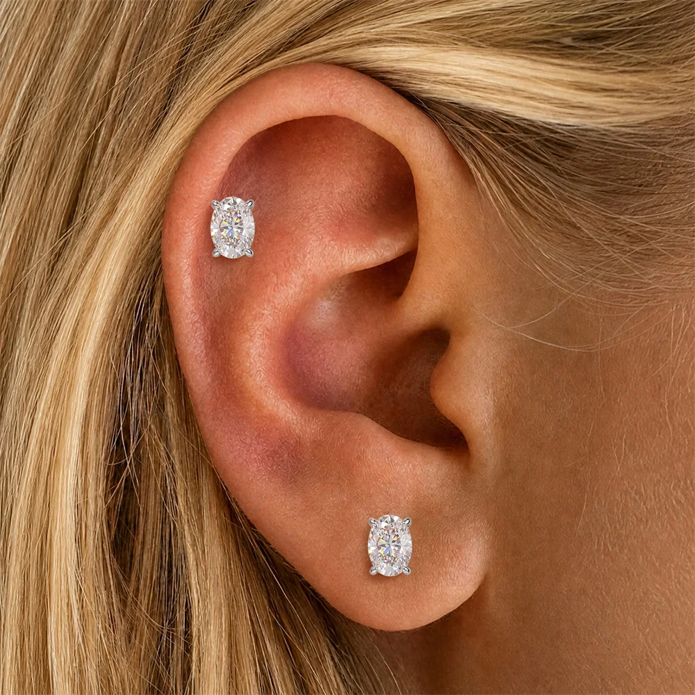 AIDE 925 Sterling Silber Klassischer Moissanit-Ohrstecker mit flacher Rückseite für Damen, 1 Karat, geometrische Form, Hochzeitsschmuck – Detail 30