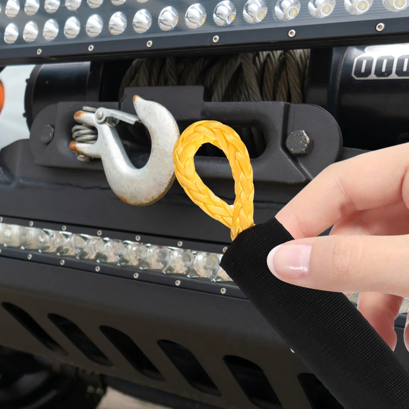 

Winch Rope Sleeve Cover Easy to Install Remove for Secure Performance Versatile Winch Rope Line Protective Sleeve for Most Sizes