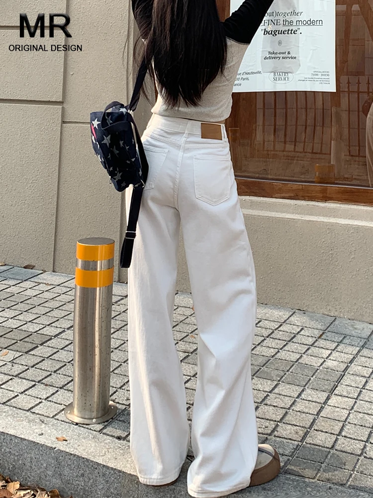 

Slim Wide Leg Denim Jeans Women's Small Size Summer New Loose High Waist White Straight Leg Pants Slimming Effect Cotton Stre...