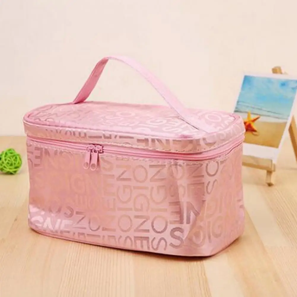 

Great Cosmetic Bag Portable Rectangle Makeup Bag Fashion Letter Print Toiletries Organizer