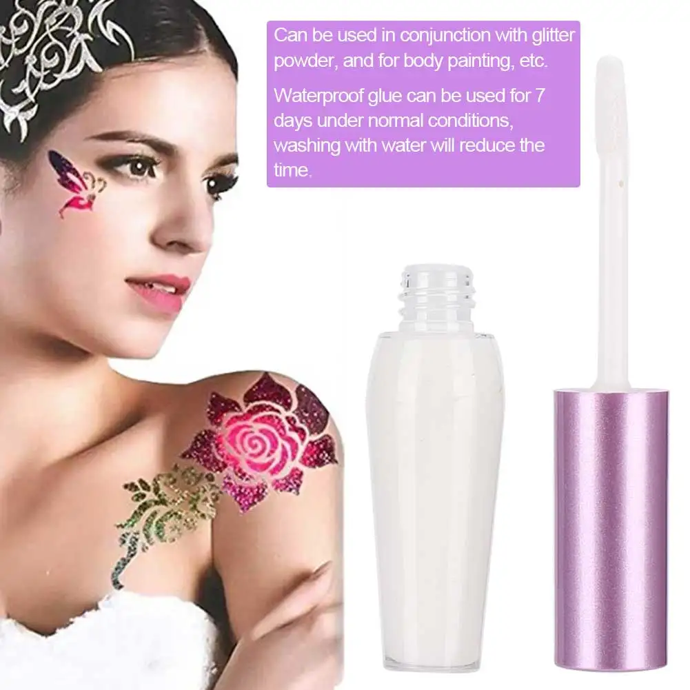 7ml Temporary Glitter Powder Glue Body Painting Eyebrows Tattoo Gel Beauty Tool Tattoo Glue Temporary Glue Temporary Glitter Gel