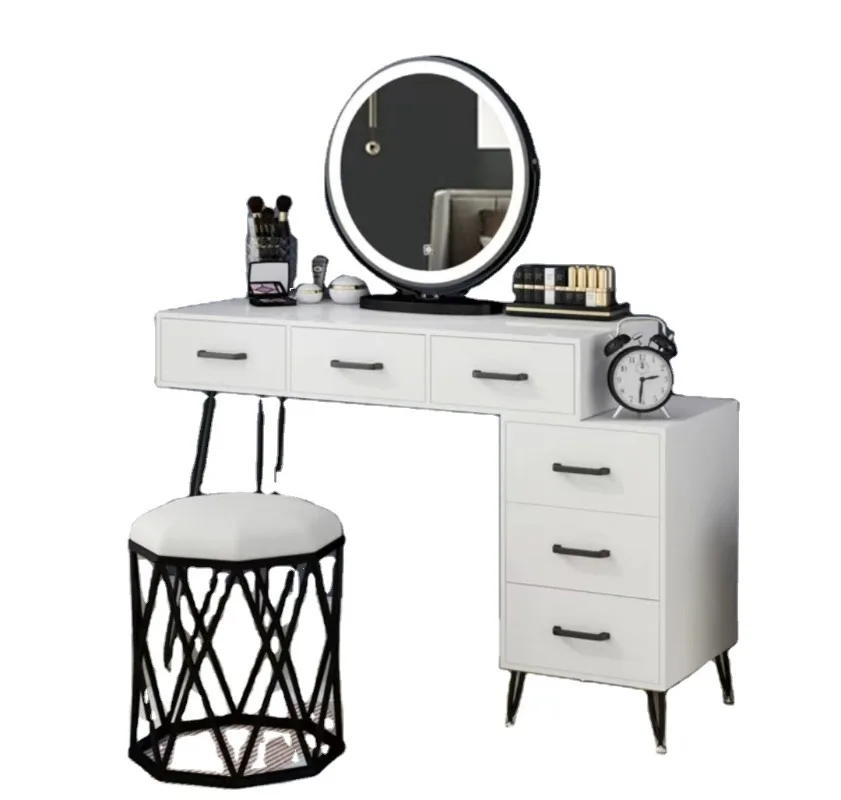 Solid square wooden dresser white glass mirror dresser