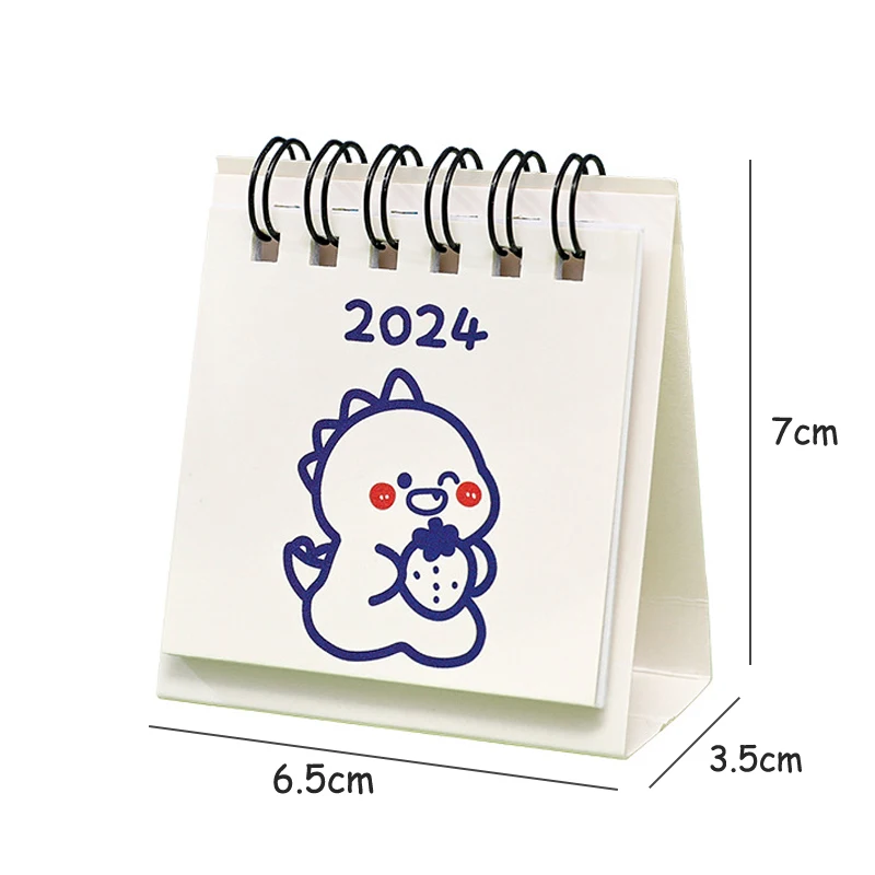 2024 Year Simple Ins Small Desk Calendar Student Desktop Cute Cartoon Dog Rabbit Mini Note Memo Calendar Study Office Calendar