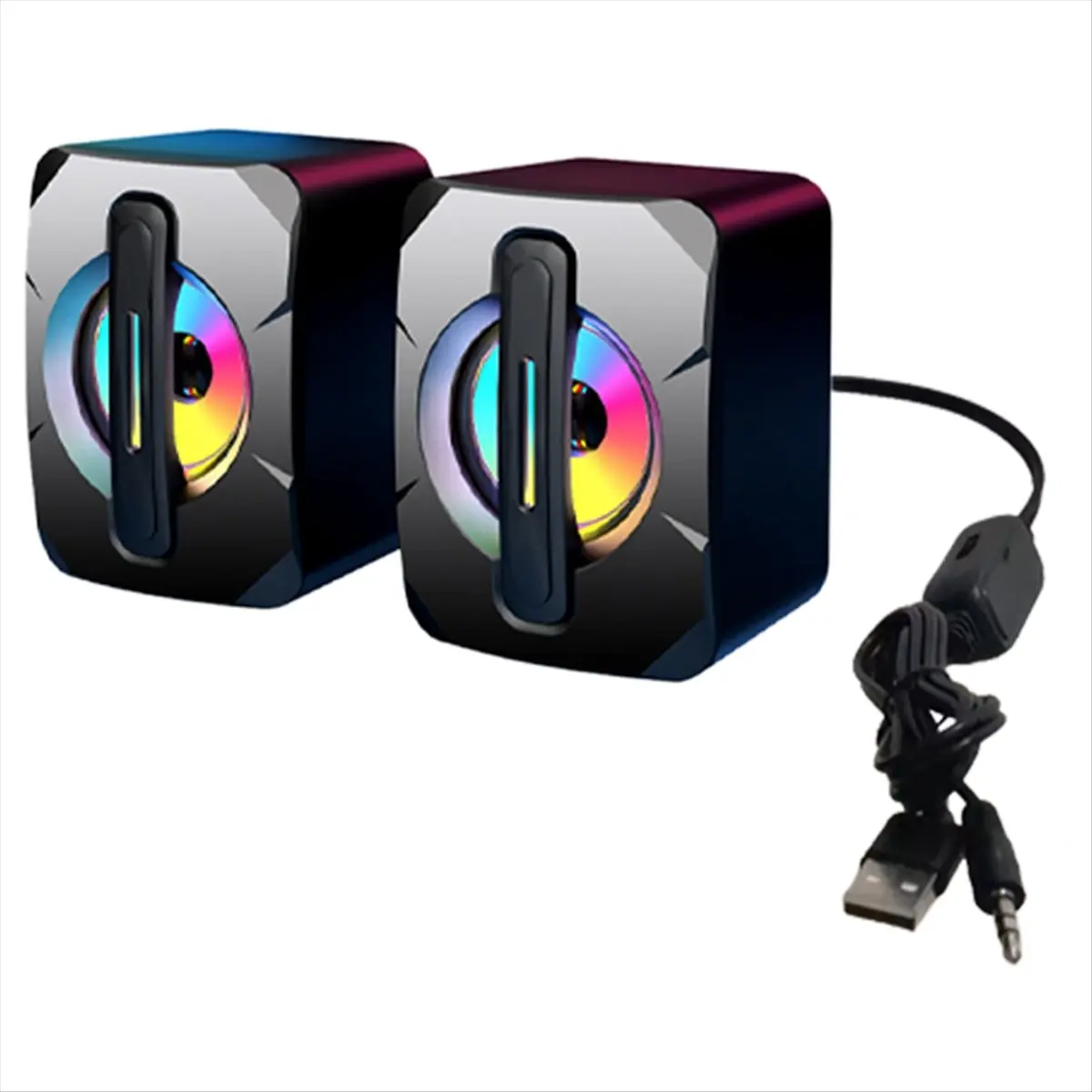 AABFK 2 Pcs Speaker USB Subwoofer Light Emitting Mini Computer Speaker Mobile Phone Laptop Desktop Speaker HiFi Stereo Speaker