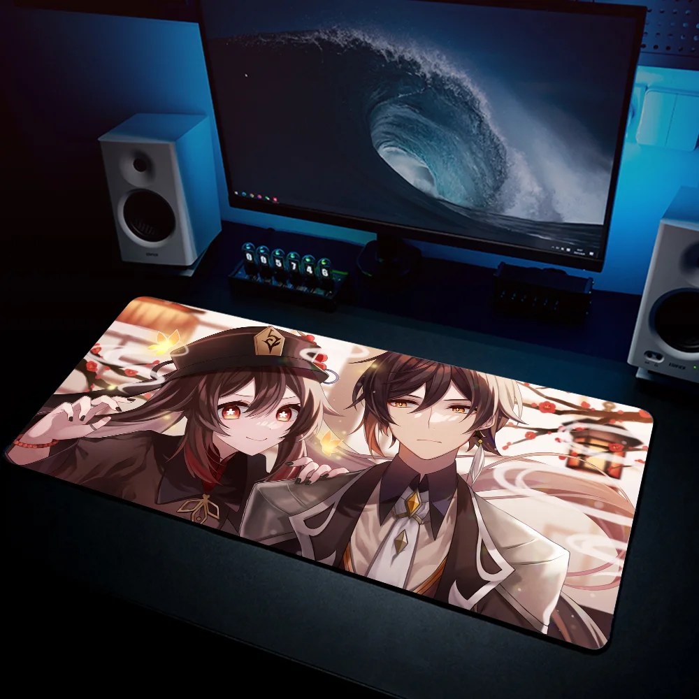 Anime Girl Hu Tao Genshin Impact Mousepad Mouse Mat Desk Mat With Pad Gaming Accessories Prime Gaming XXL Keyboard Pad