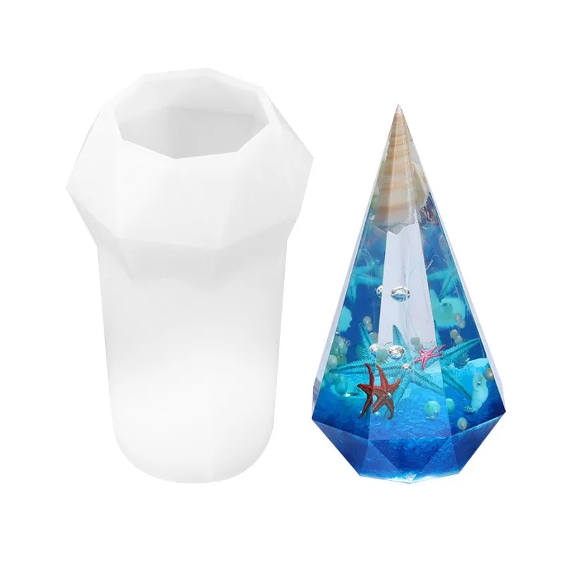 Diamond Cone Resin Crystal Drop Glue Mold DIY Geometric Body High Mirror Silicone Mold Jewelry Handmade