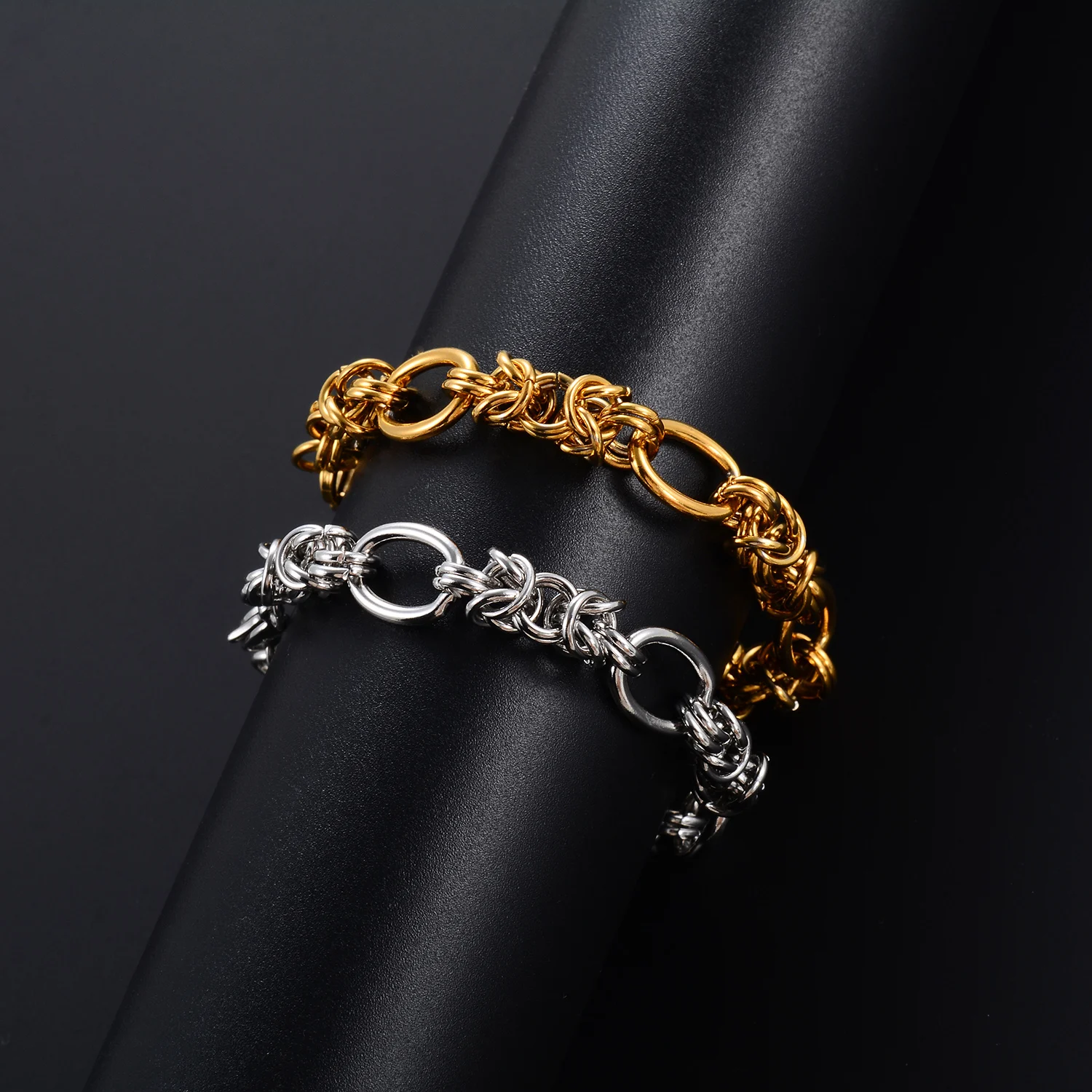 Punk-Gothic-Knoten-Link-Armbänder aus Edelstahl, 10 mm, Hip-Hop-Armreif für Männer, großer schwerer Schmuck, Zubehör für die Schmuckherstellung – Detail 4