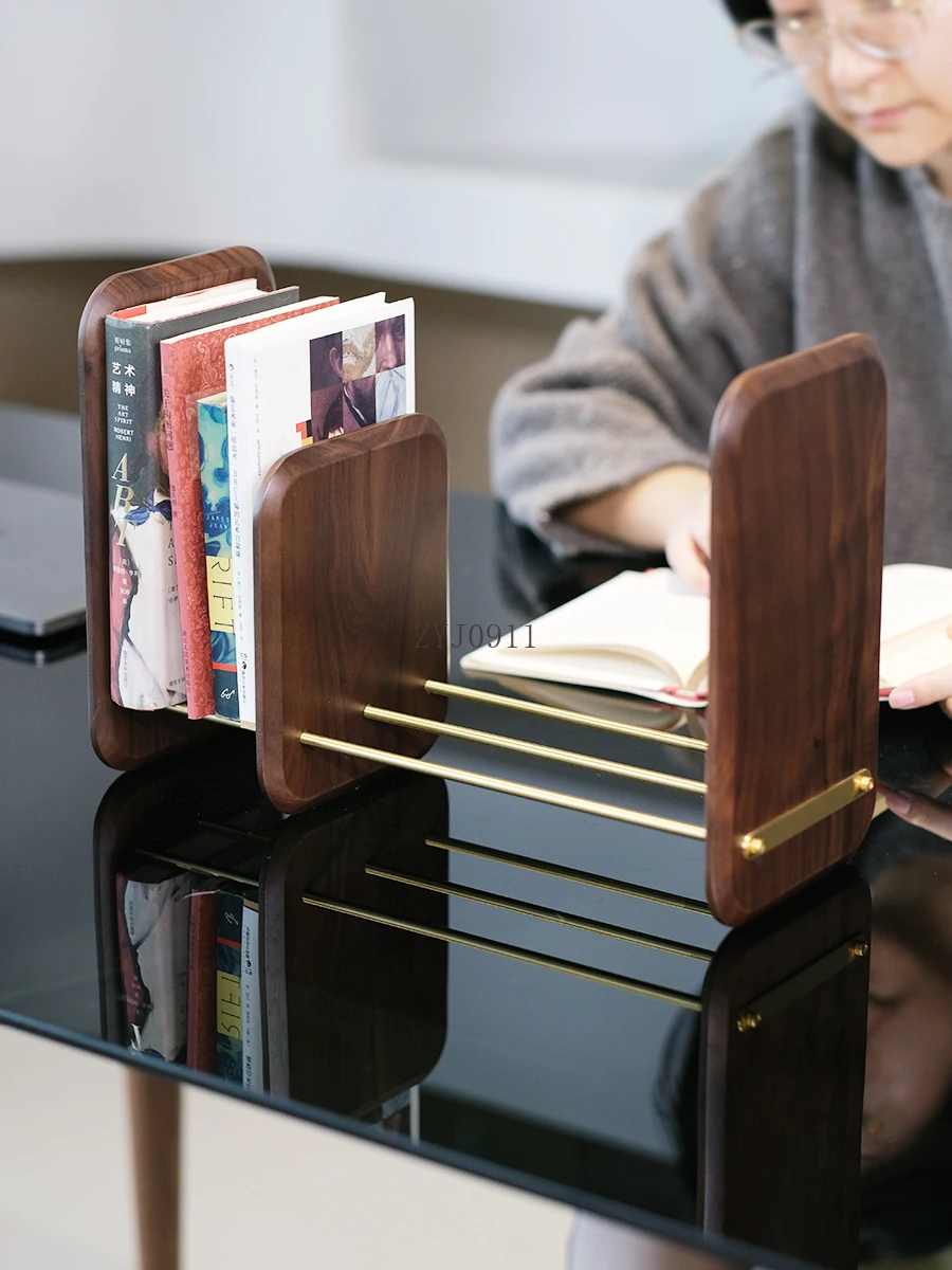 *Black Walnut Bookstand Desk Desk Desktop Storage Shelf File Rack