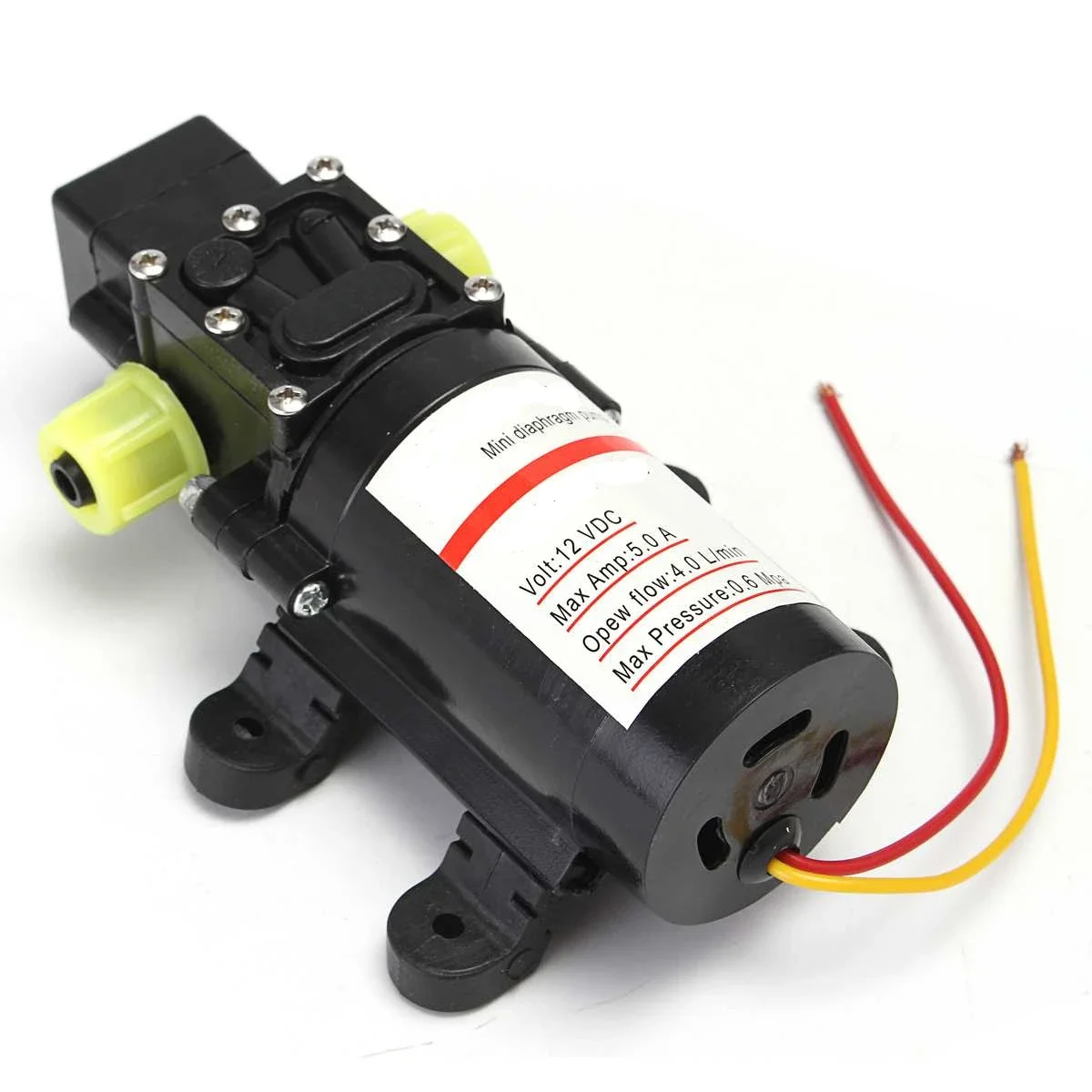 

Water Pump DC 12V 4.0L/min 0.6Mpa Self Priming Pump Water High Pressure Diaphragm for Caravan/RV/Boat/Marine Boat