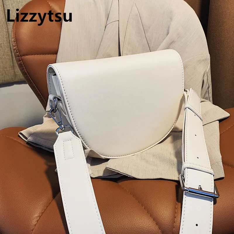 Lizzytsu Vintage Saddle Crossbody Bags For Women Korean Casual Streetwear Shoulder Bags Solid Luxury Design Fashion Handbag