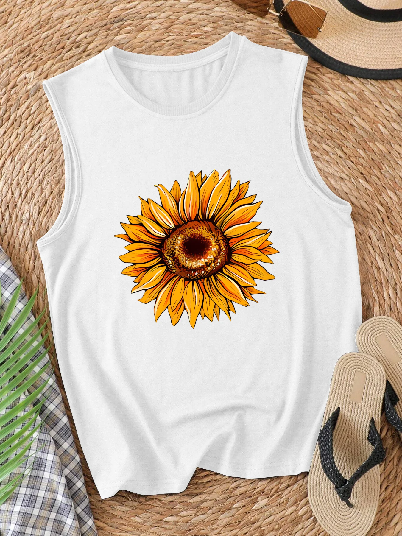 

Graphic Print Tank Top, Sleeveless Casual Top For Summer & Spring, Women's Clothing