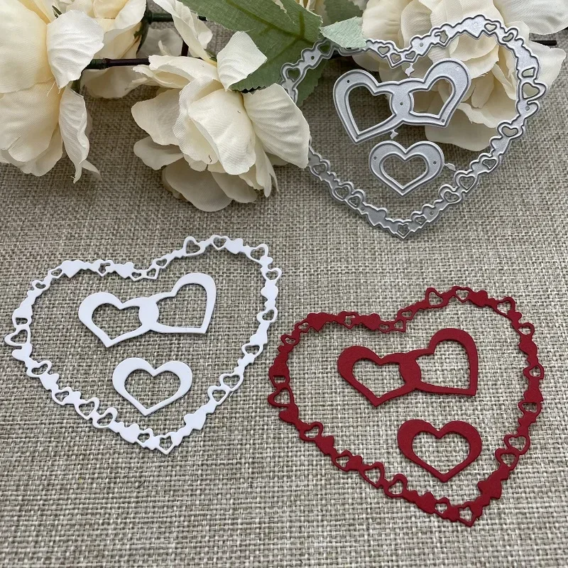 

Металлические вырубные формы в форме сердца для скрапбукинга, декоративного тиснения и рукоделия, шаблон для вырезания