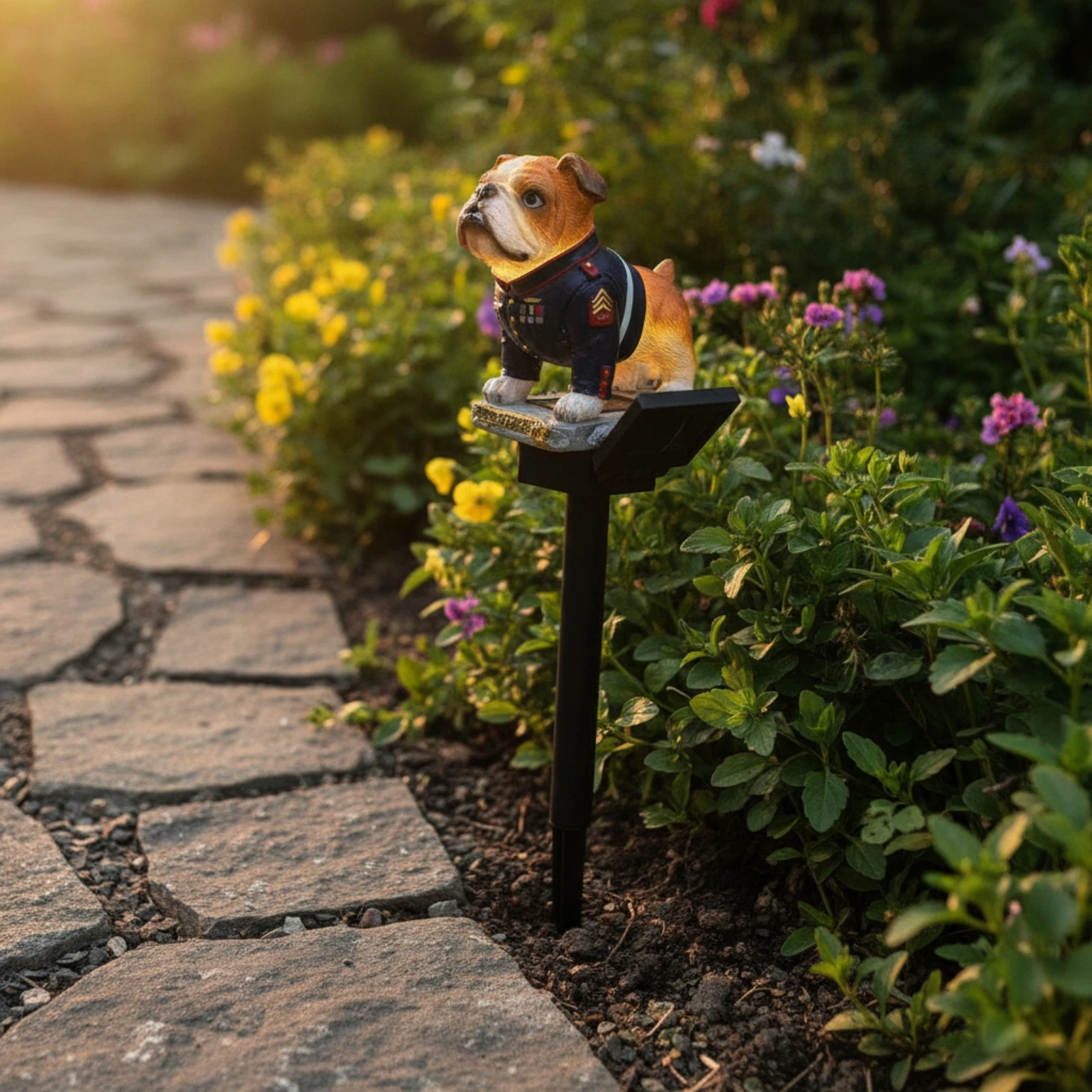 Dog Stake Light Weatherproof Dog Figurine with Solar Panel Solar Garden Figurine LED Garden Stake Light Rechargeable