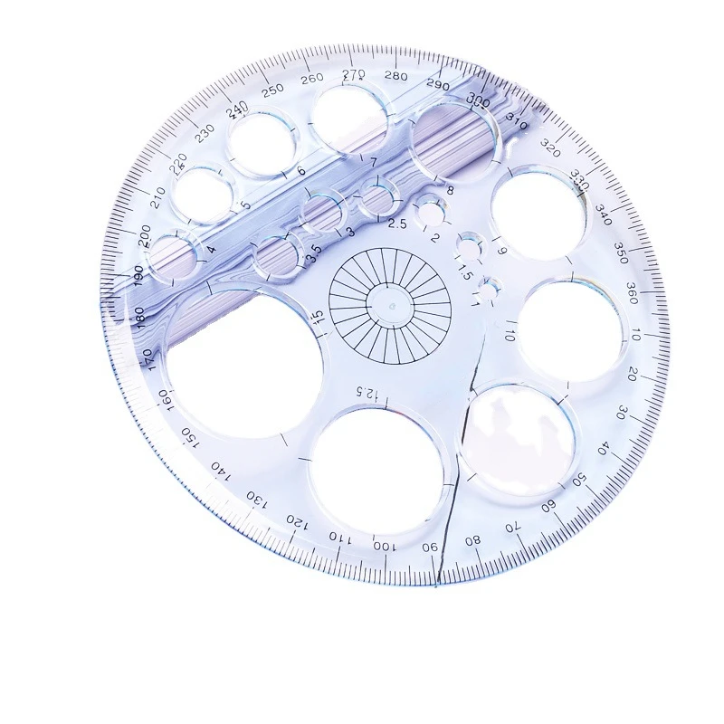 1pc 360 Degrees Round Ruler Transparent Template Circle Patchwork Foot Office School Drafting Painting Supplies Geometric Rulers