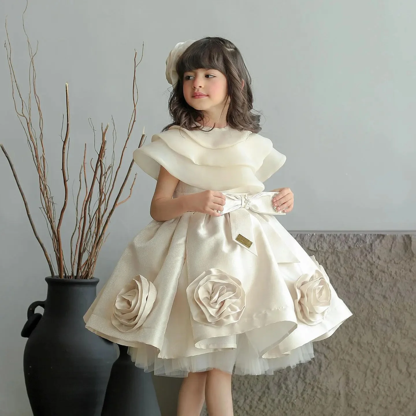 Elegant Flower Girl Dresses Short Toddler Girl's Birthday Party Gowns Customized Soft Satin Baby First Communion Dresses