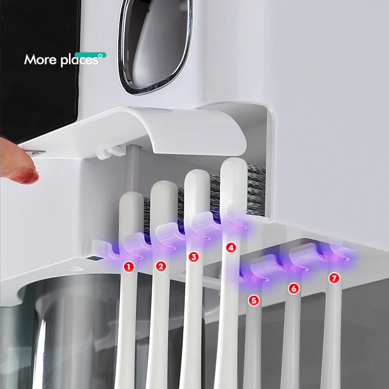 Automatic Toothpaste Dispenser Squeezer Magnetic Toothbrush Holder With Cups Home Storage Rack For Bathroom Accessories