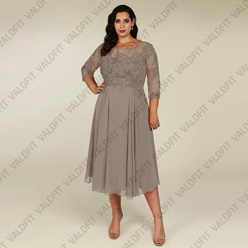 

Customized Tea Length Plus Size Mother of the Bride Dresses for Weddings Party Dress Vestidos De Festa Robes Invitee Mariage