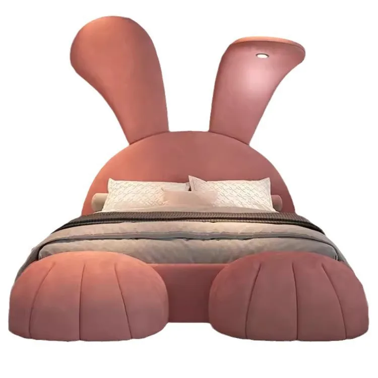 

Bed Cartoon Rabbit Modern Simple Multifunctional Girl Bed Fabric Network