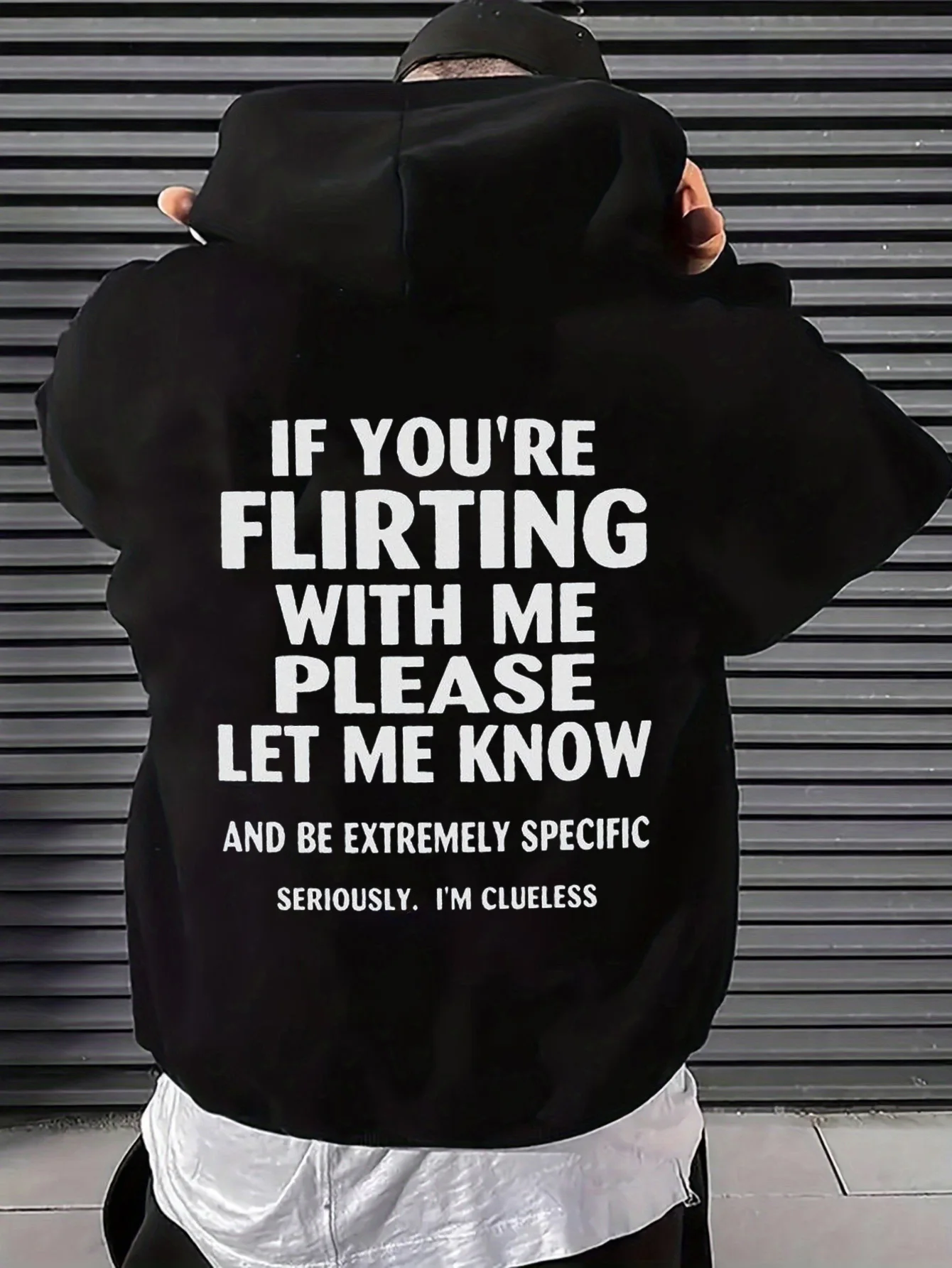 Men's Hooded Sweatshirt, Street Style, Humorous Graphic Design, Large Back Print, Plus Size, Long Sleeve, Casual