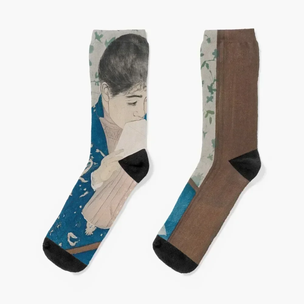 Mary Cassatt. The Letter, 1890-91. Socks luxury new year winter gifts hockey Man Socks Women's