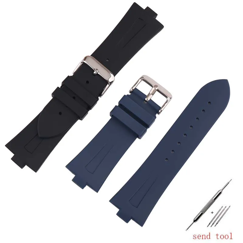 

Watch accessories compatible for Vacheron Constantin watch band p47040 47450 49150 vc rubber sport belt buckle men 25mm convex