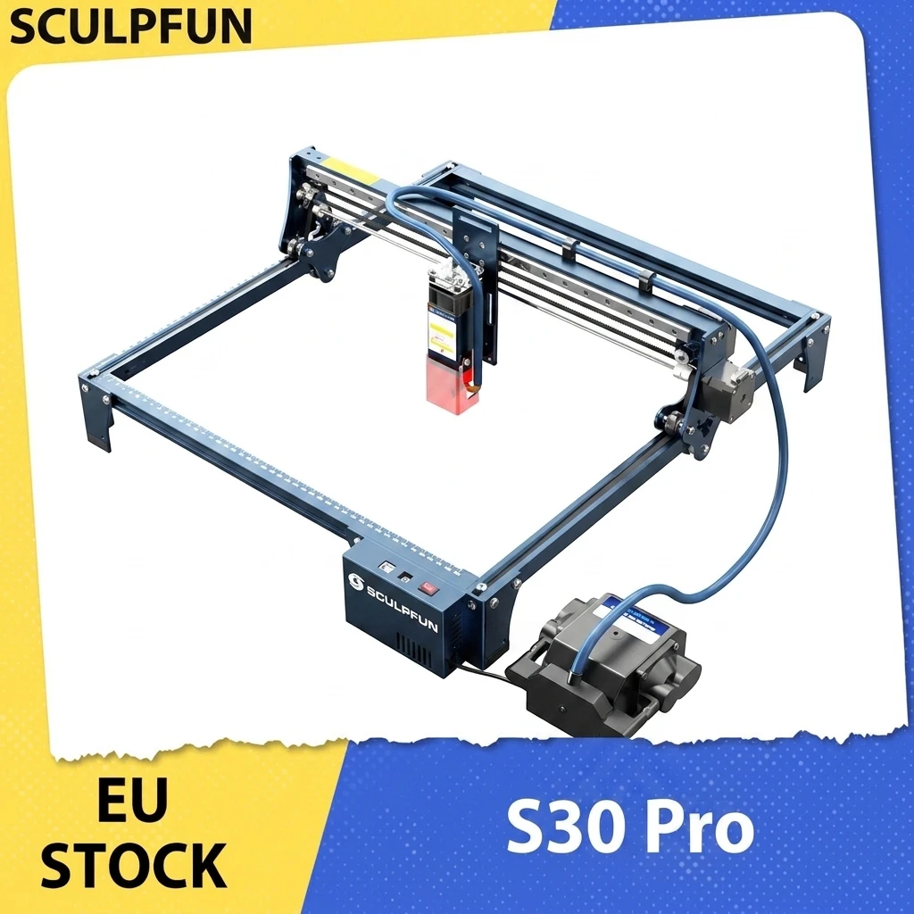SCULPFUN S30 Pro 10W Laser Engraver Cutter, Automatic Air-assist, 0.06x0.08mm Laser Focus, 32-bit Motherboard, 410x400mm