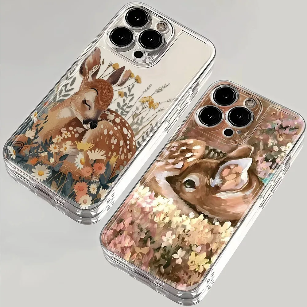 Deer In The Flowers Phone Case For Samsung A04 A05S A06 A50 A51 A52 A53 A54 A55 A56 A71 A72 A73 M53 M54 M55 5G Soft Phone Cover
