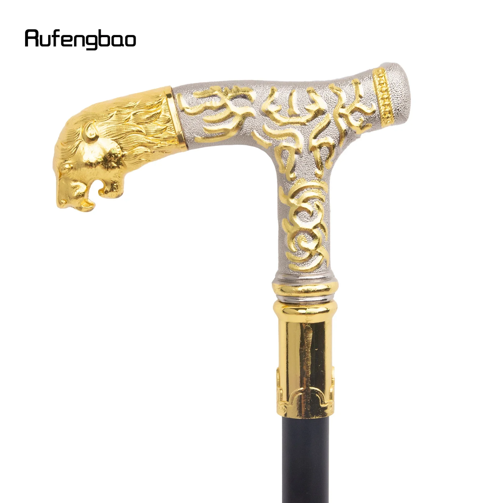 Golden White Lion Handle Luxury Walking Stick Party Fashion Elegant Walking Stick Decorative Cospaly Cane Knob Crosier 89cm