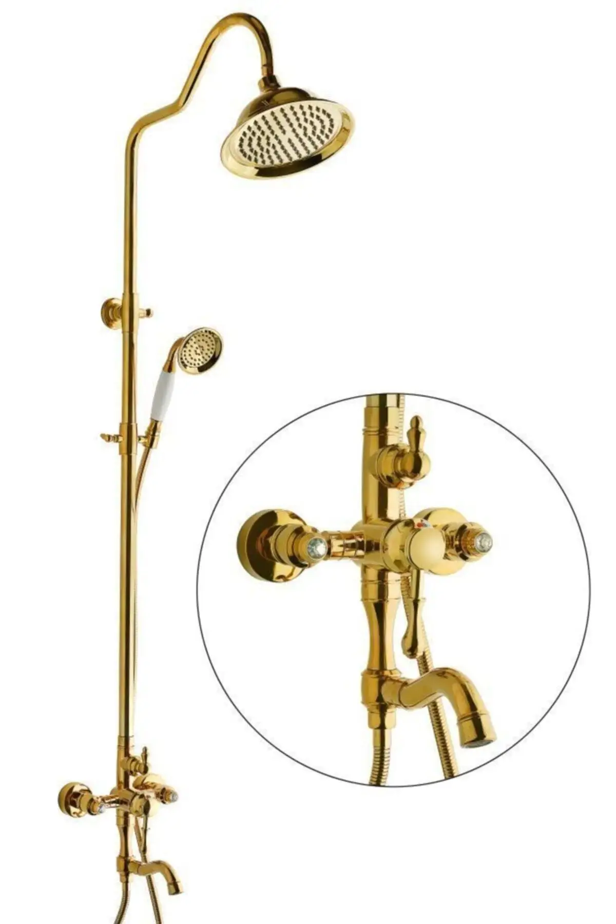 Diamond Classic Gold Sprinkler Hot and Cold Shower Set Faucet Bathroom Shower System Black Gold Square Shower Head Rainfall