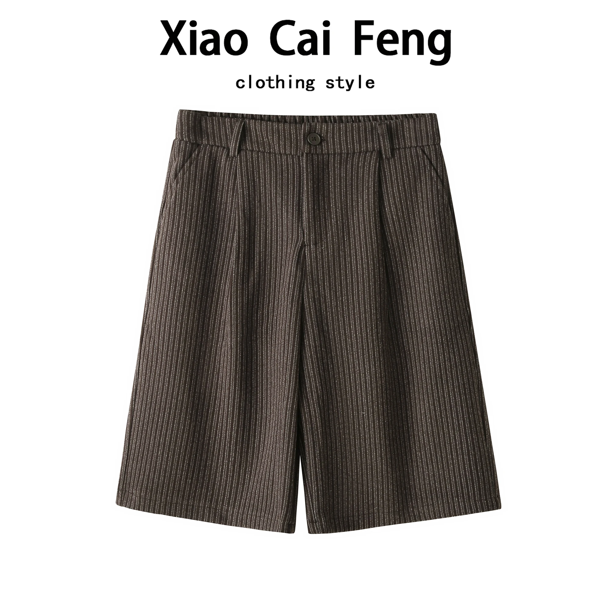 

Шерстяной костюм в полоску с высокой талией, широкие брюки, женские осенне-зимние прямые брюки трапециевидной формы в пять четвертей, брюки в стиле ретро, Sle C...