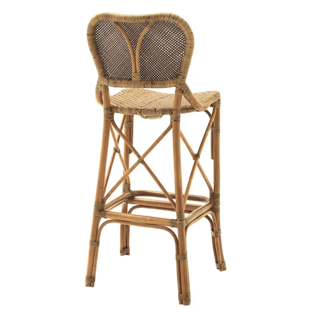 Natural rattan French rattan chair medieval Italian minimalist bar chair household balcony high stool back chair