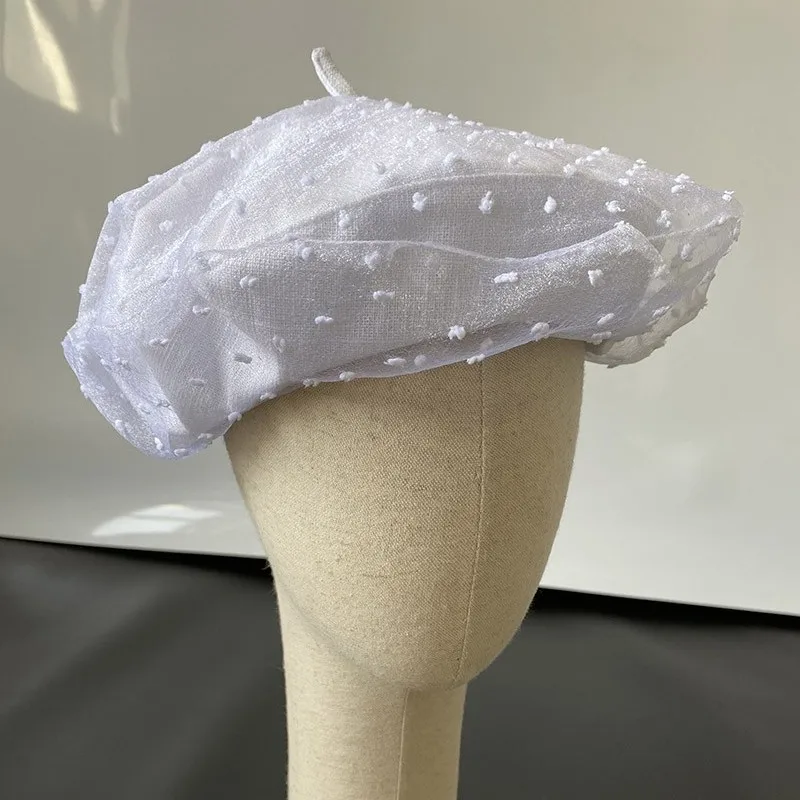 women-new-spring-black-lace-beret-thin-hollow-breathable-flying-saucer-painter-casual-hat