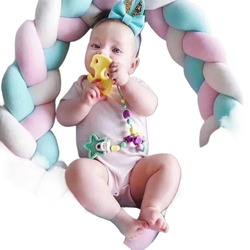 1.5M Baby Bumper Bed Braid Knot Pillow Cushion Bumper for Infant Crib Protector Cot Bumper Room Decor Crib Bedding Set