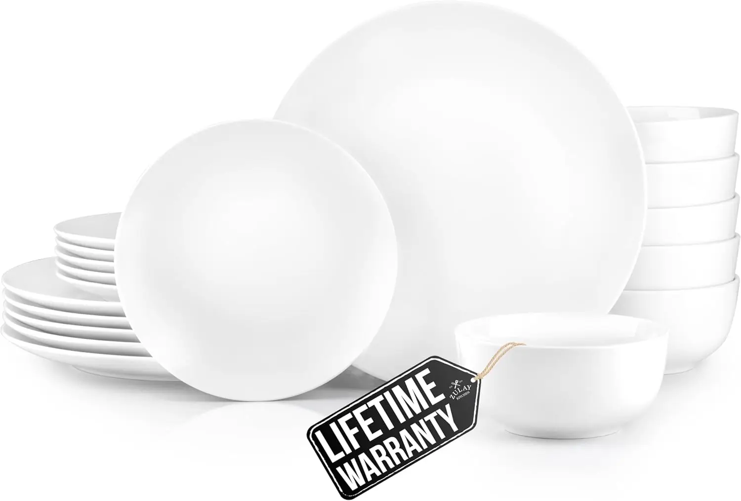 

Icon Porcelain Dinnerware Set, Service For 6 - Chip & Scratch Resistant White Plates And Bowls Sets - Microwave & Dishwasher Saf